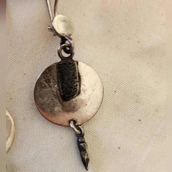 Set of handmade sterling silver drop earrings made in Turkey - Picture 3 of 7